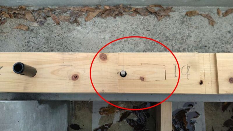 鎌継ぎ部分のアンカーボルトのおさまり