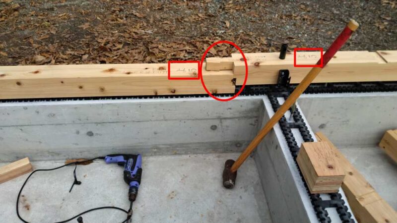 土台の鎌継ぎ部分