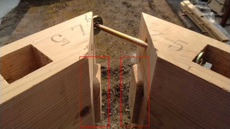 片持ち梁部分のほぞ組