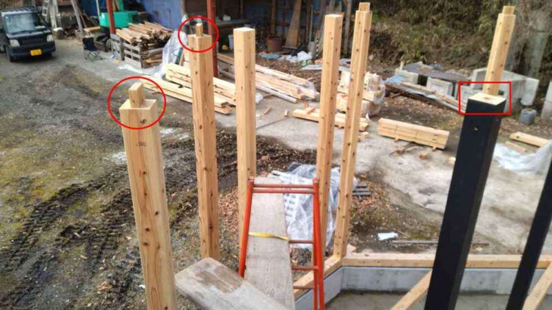 DIYで行ったプレカット在来工法の梁架けのホゾ部分